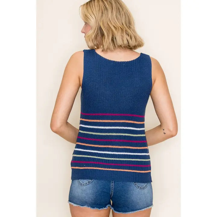 Multi Color Striped Sweater Tank