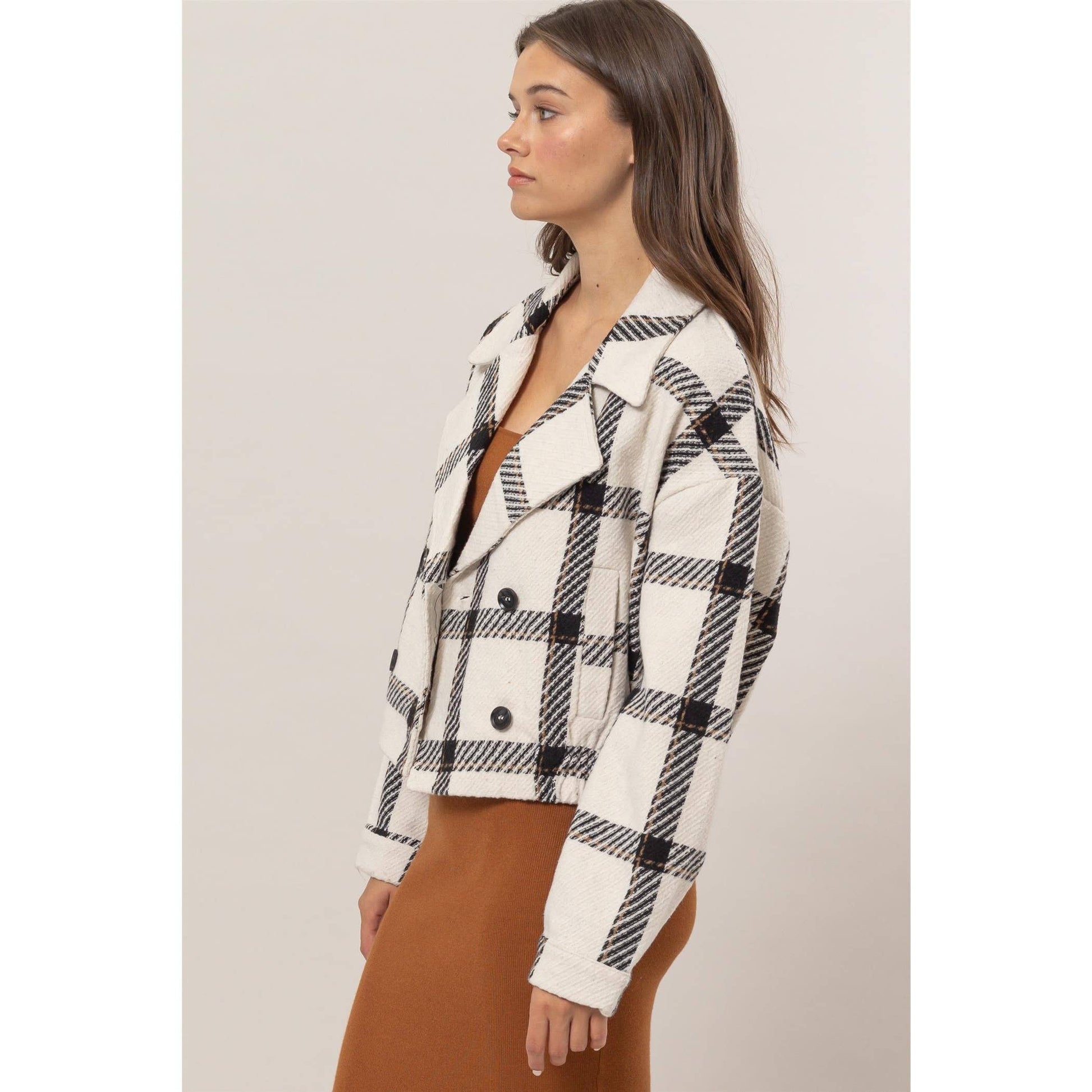 Plaid Double-Breasted Jacket
