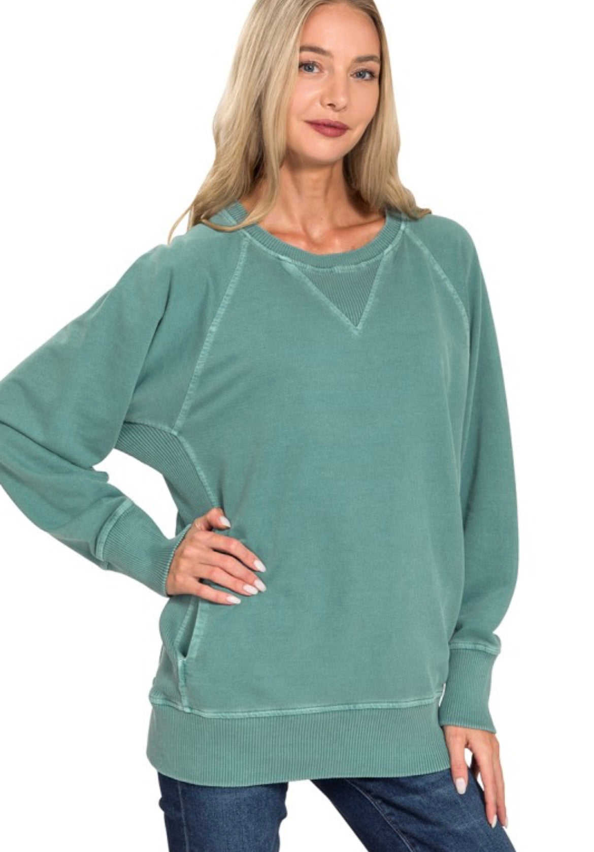 Pigment Dyed French Terry Pullover with Pockets