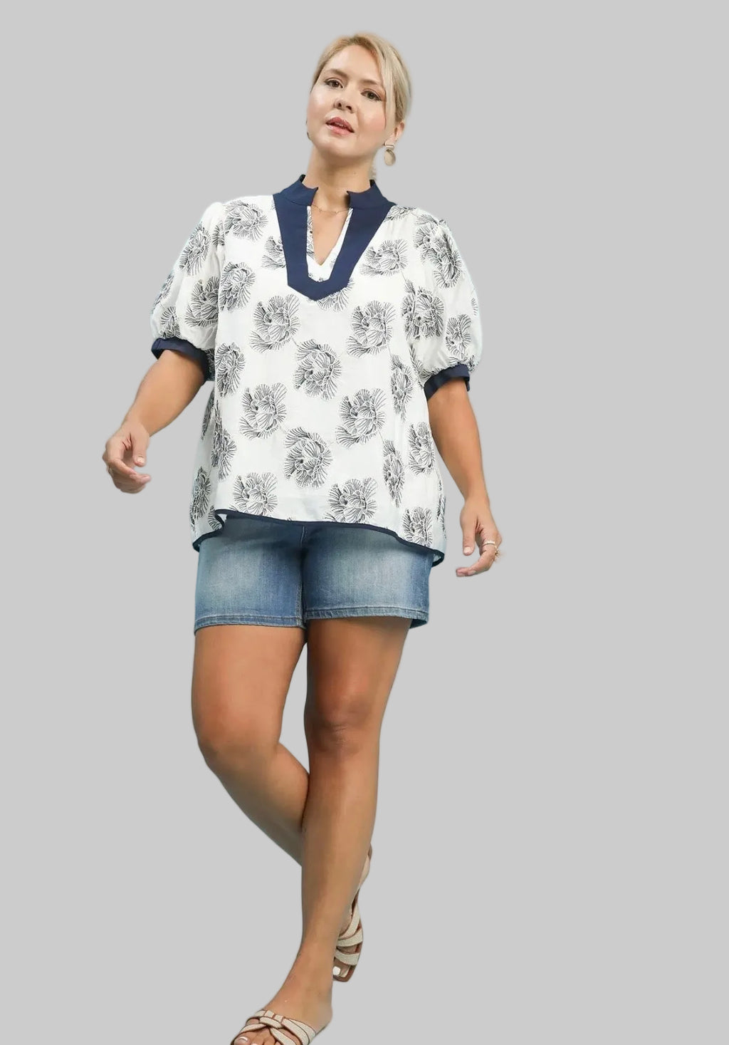 Curvy Embroidered Floral Top