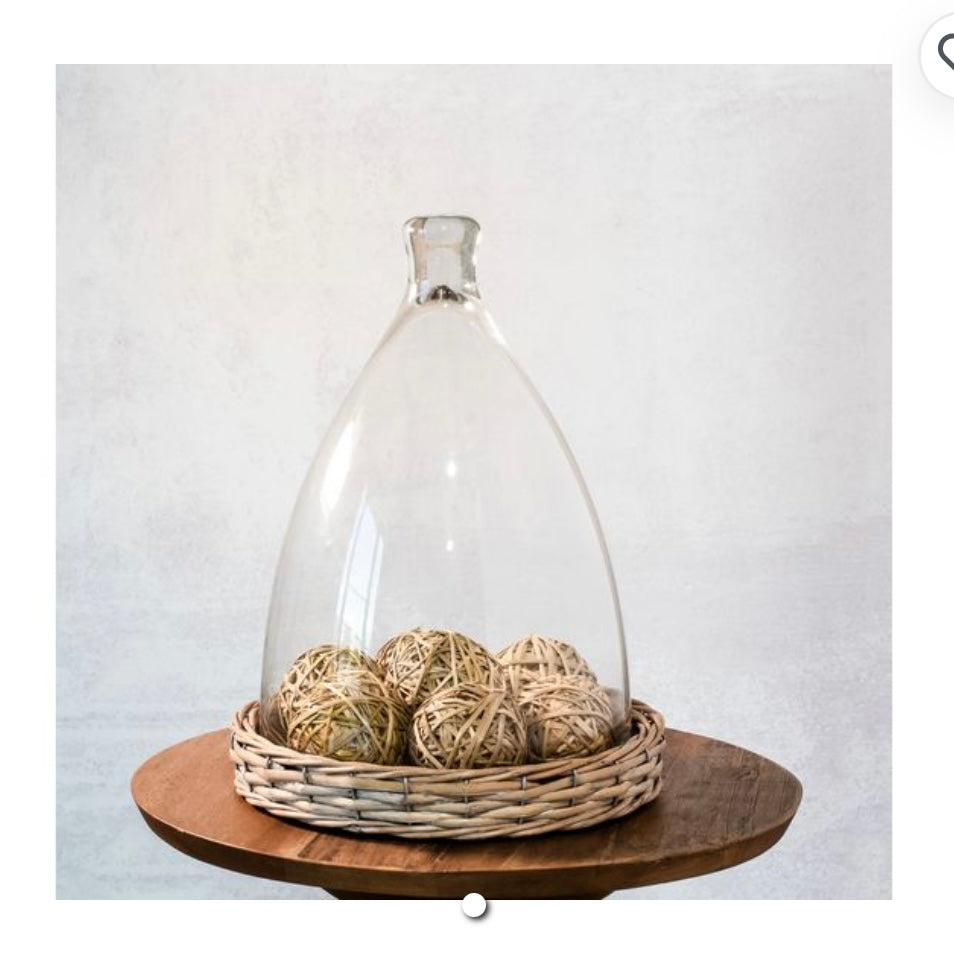 14.9" GLASS DOME CLOCHE WILLOW BASE