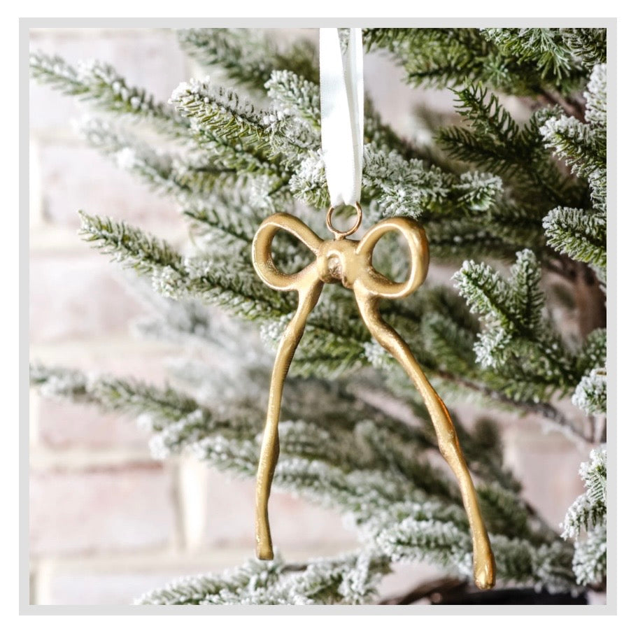 5" Hanging Gold Ribbon Ornament