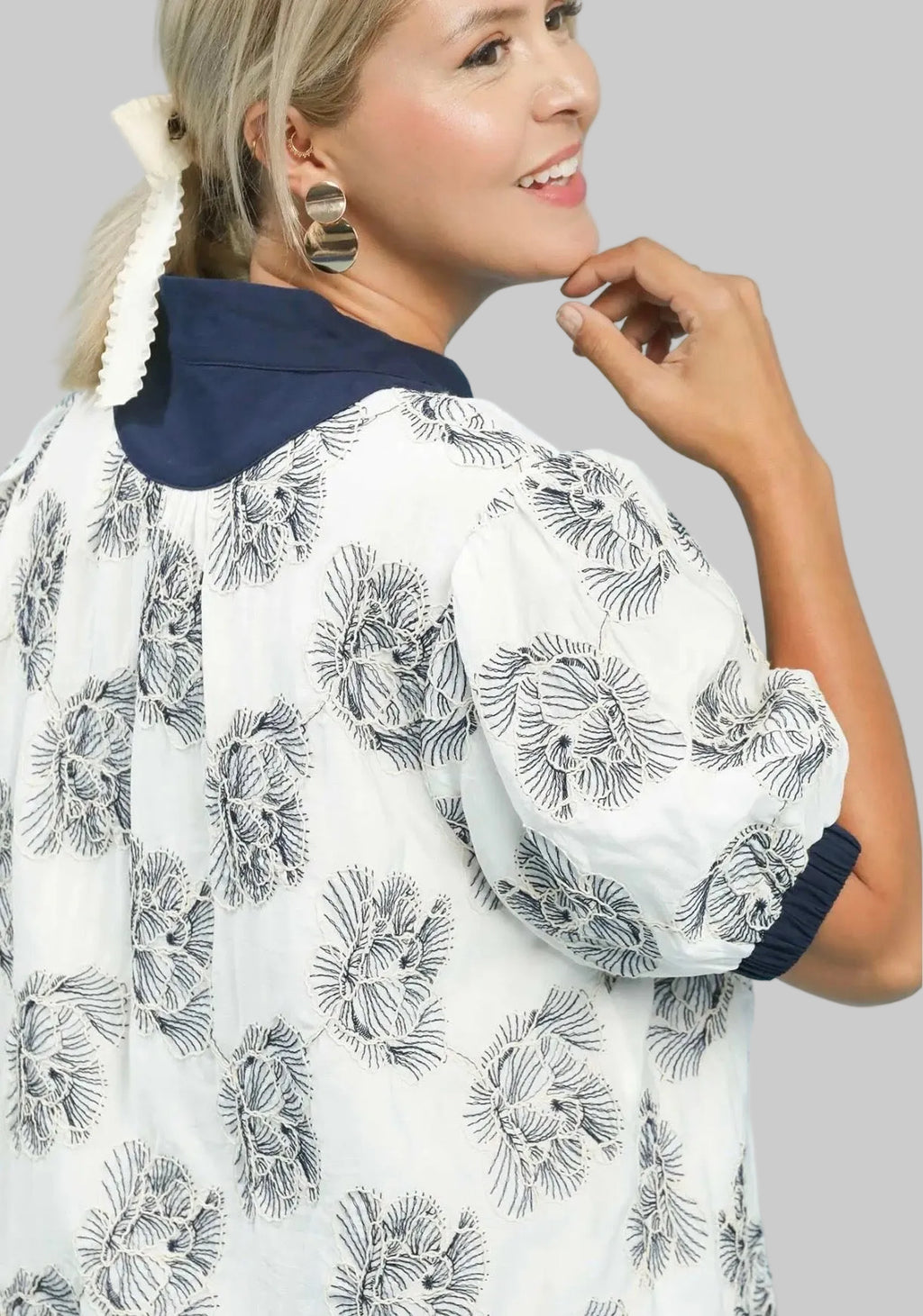 Curvy Embroidered Floral Top