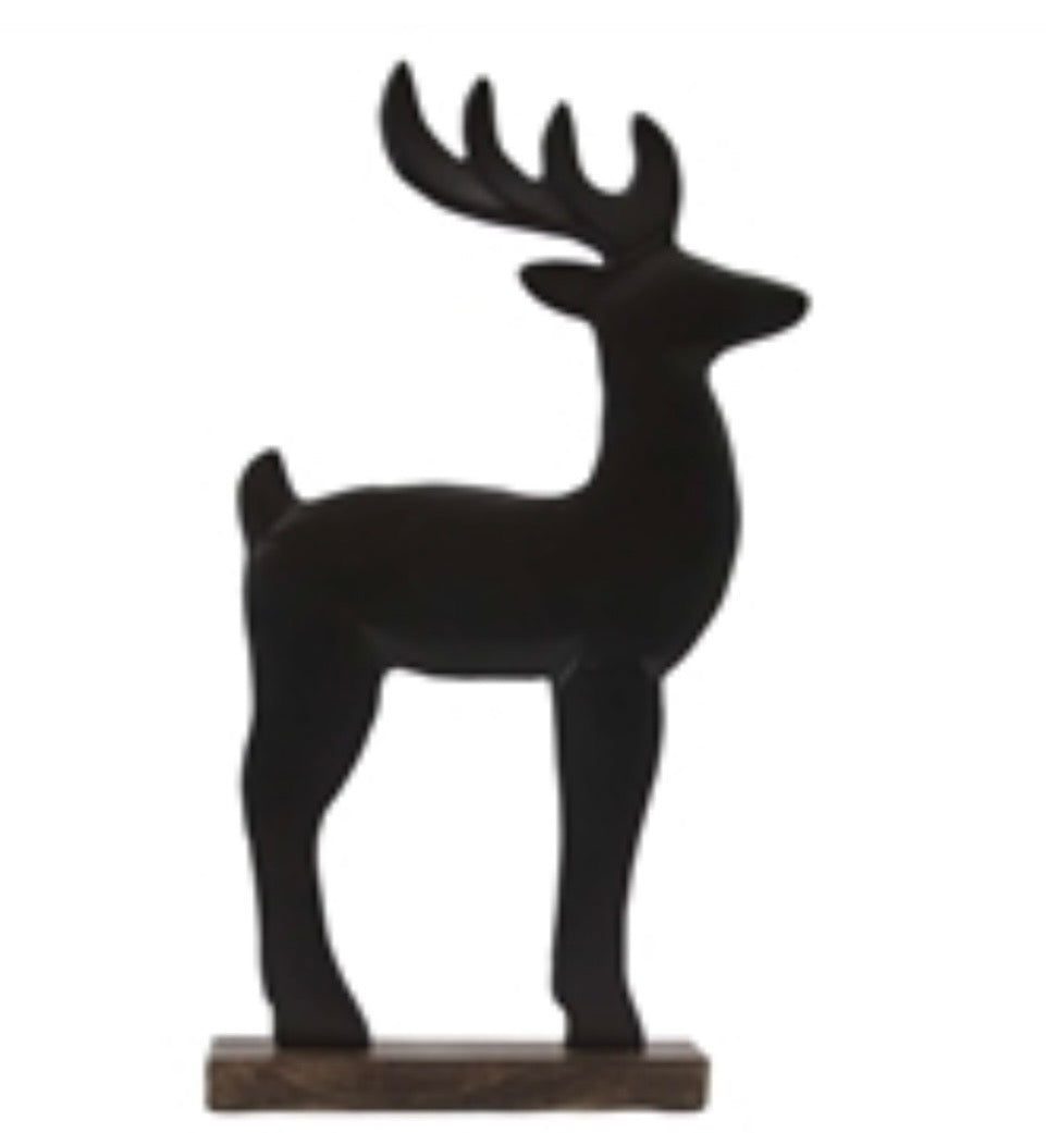 Large Black Metal Standing Deer