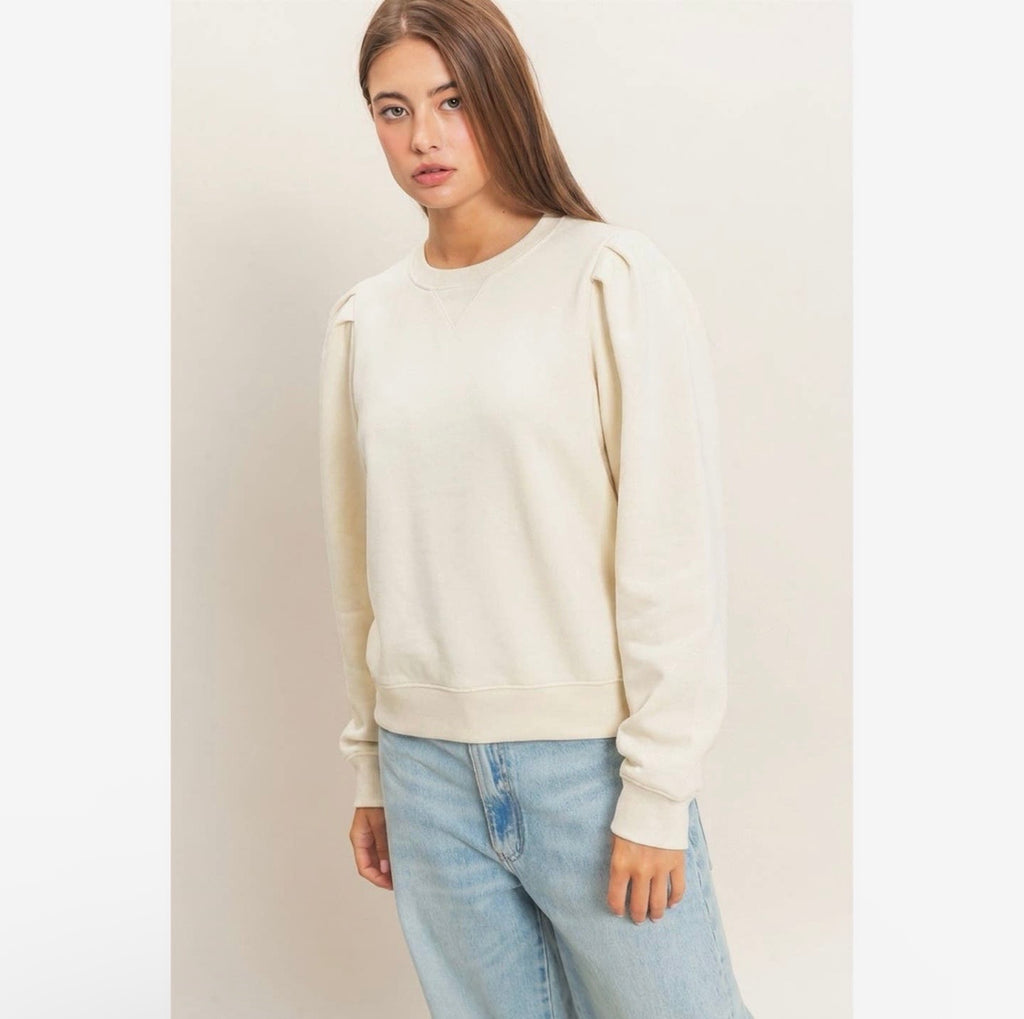 Puff Sleeve Crewneck Sweatshirt