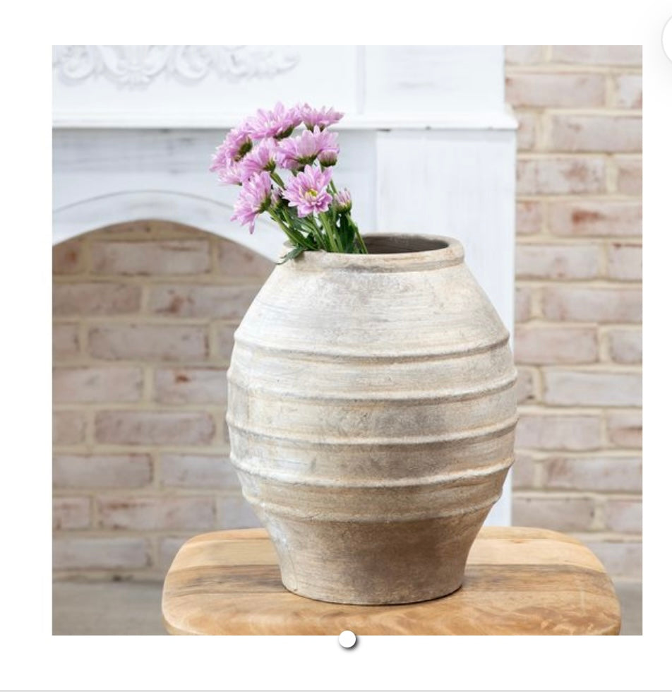 12" ANTIQUE TAUPE ARTISAN VASE