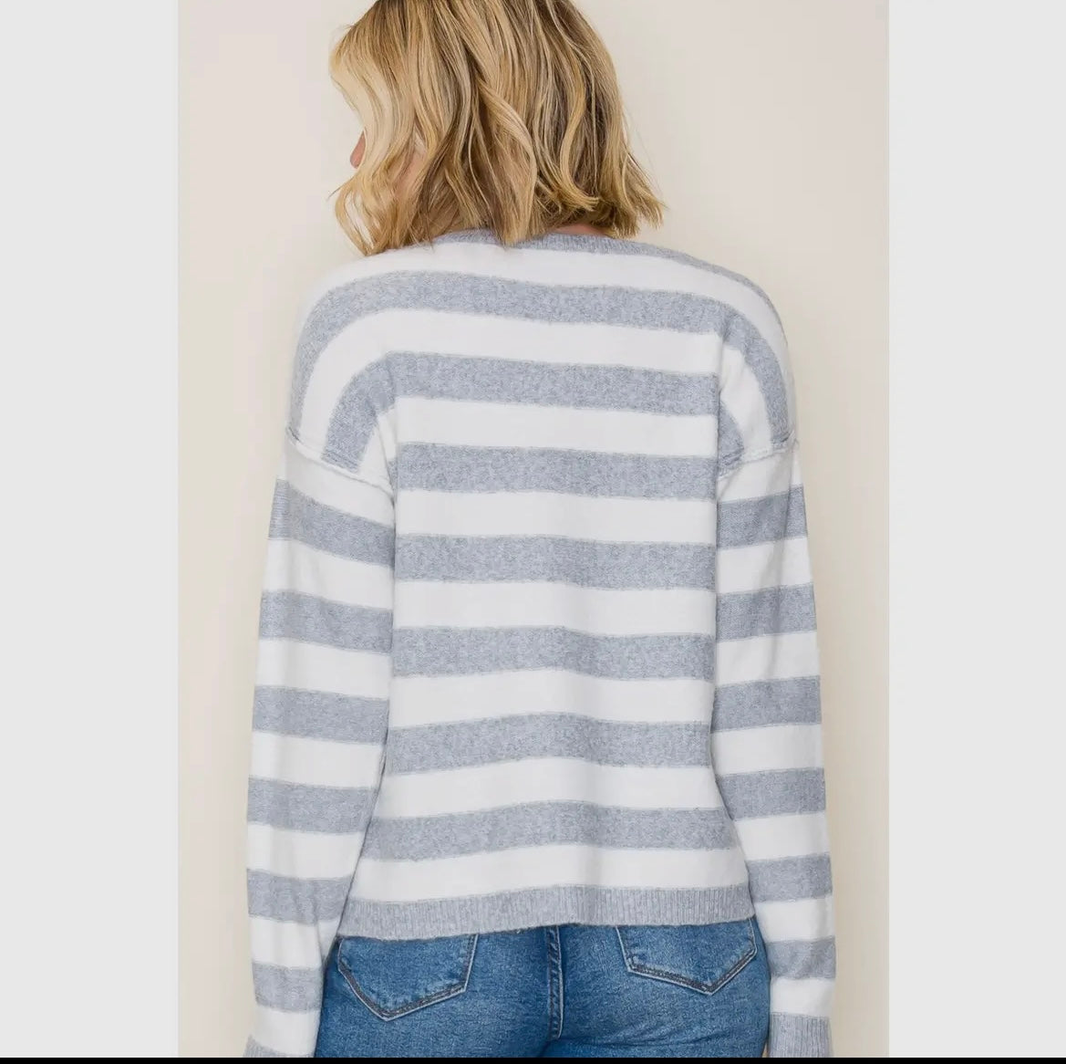 Grey Wide Stripe Sweater