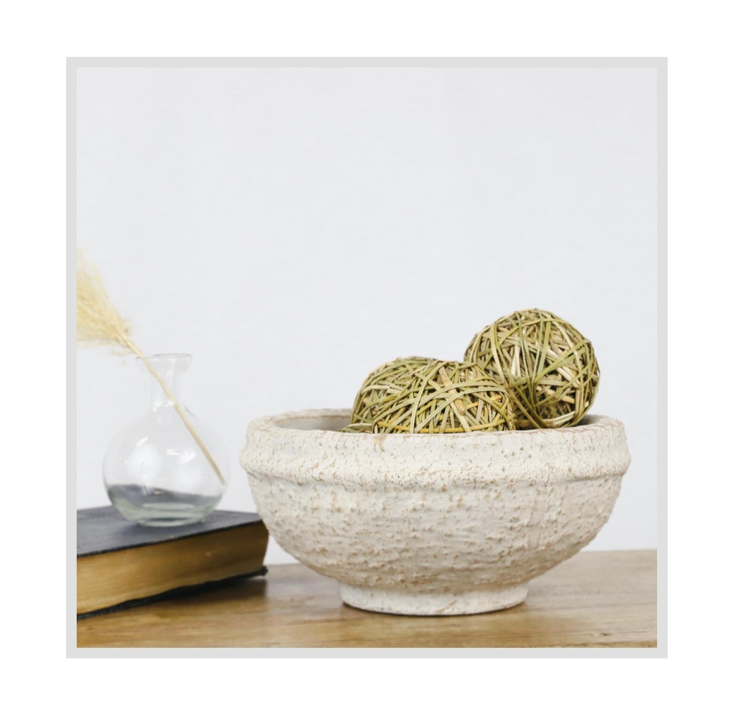 WHITE WASH TERRA COTTA BOWL