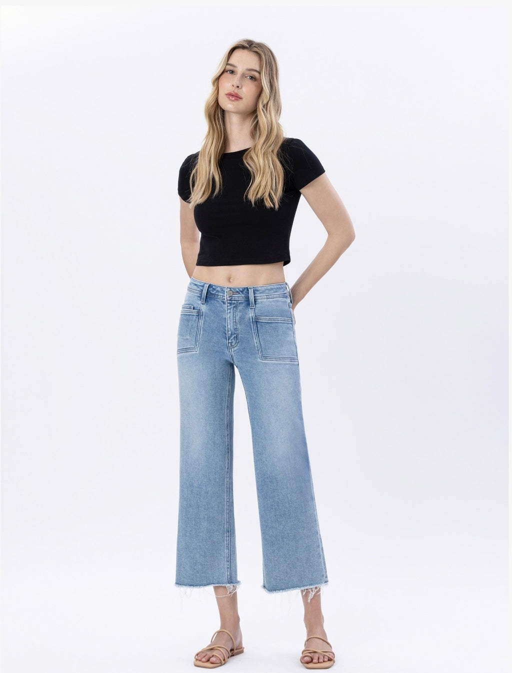 Vervet High Rise Crop Slim Wide Leg Jeans