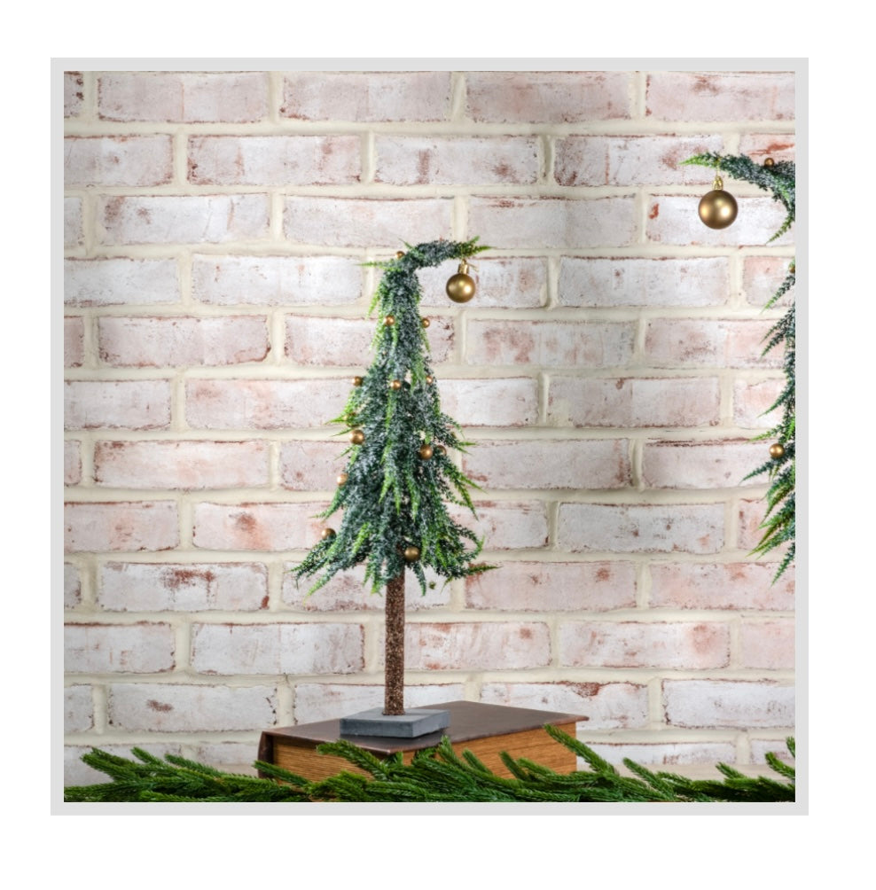 19" FROSTED BELL TREE WOOD BASE
