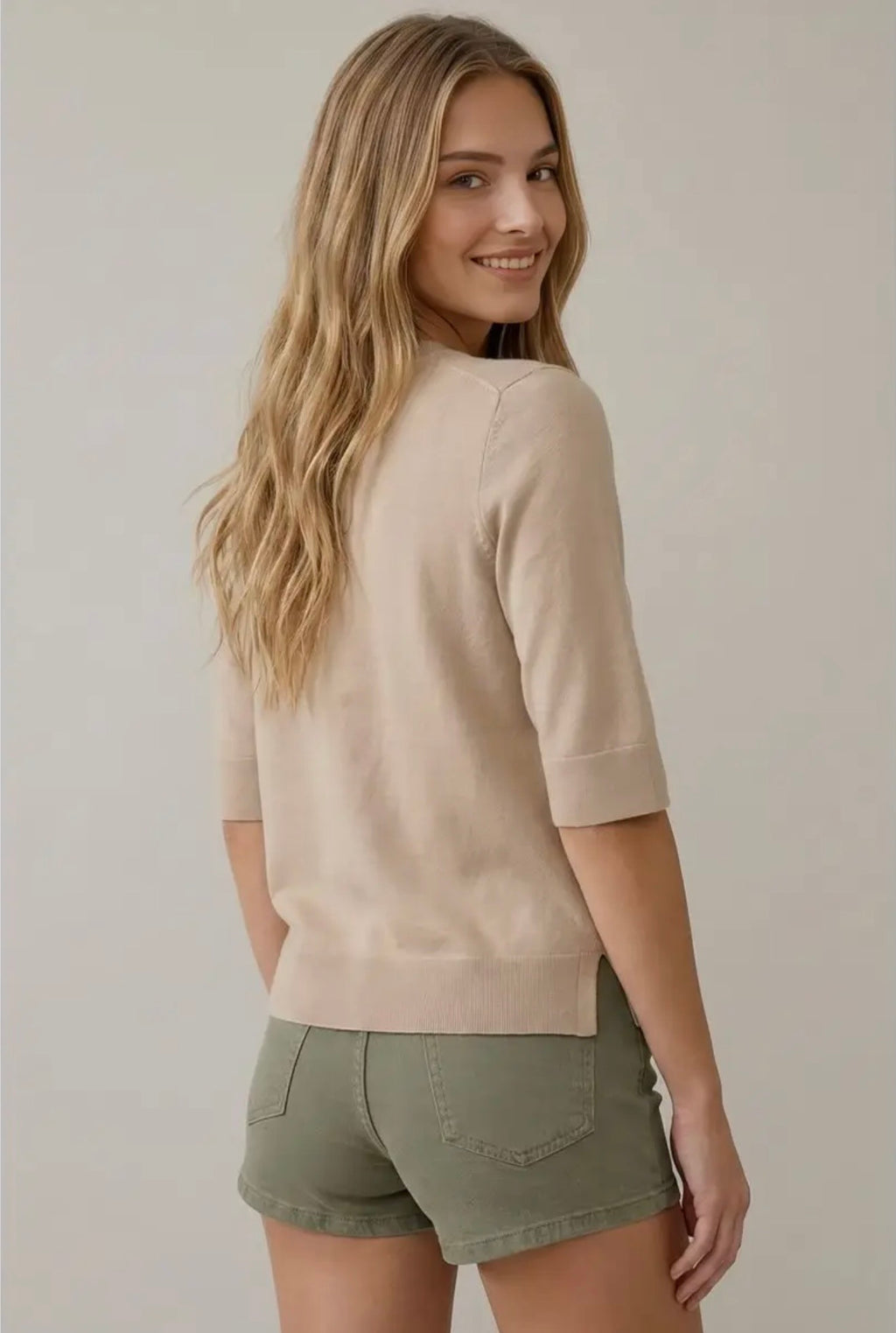 Elbow Sleeve Knit Top