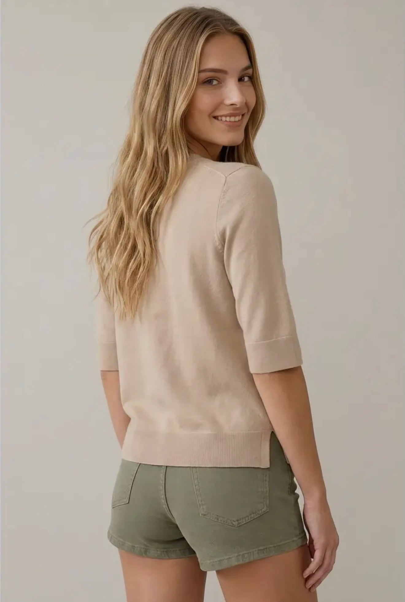 Elbow Sleeve Knit Top