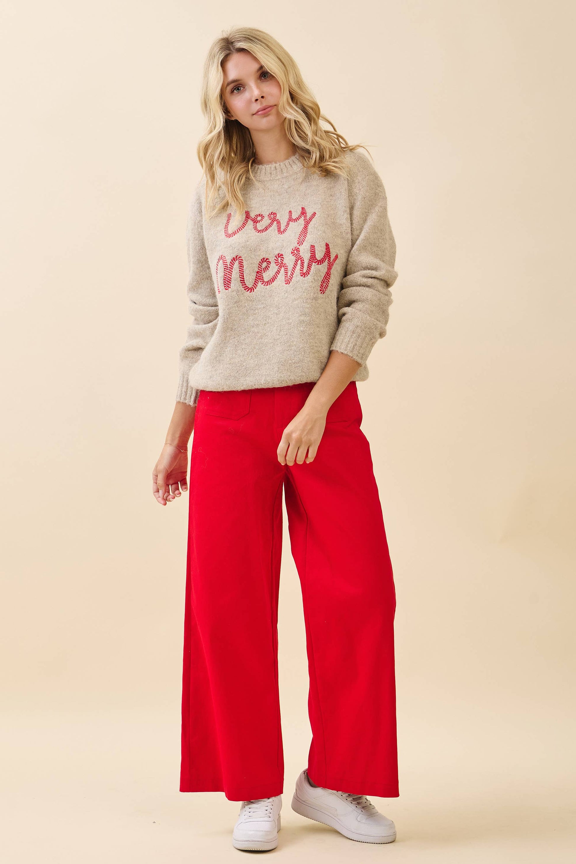 'Very Merry' Knit Embroidered Sweater