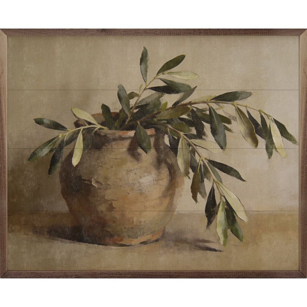 Olive Branches In An Earthen Vase 10x8"
