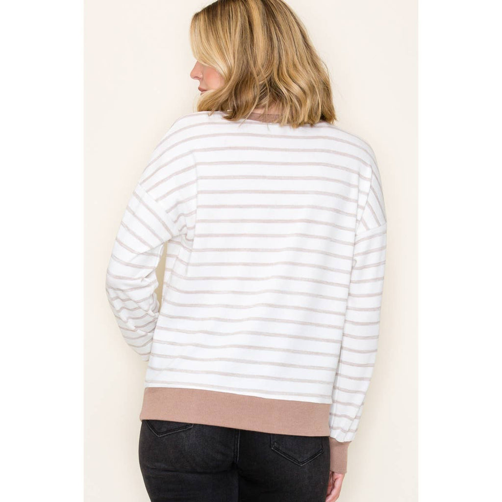STRIPED PULLOVER KNIT TOP