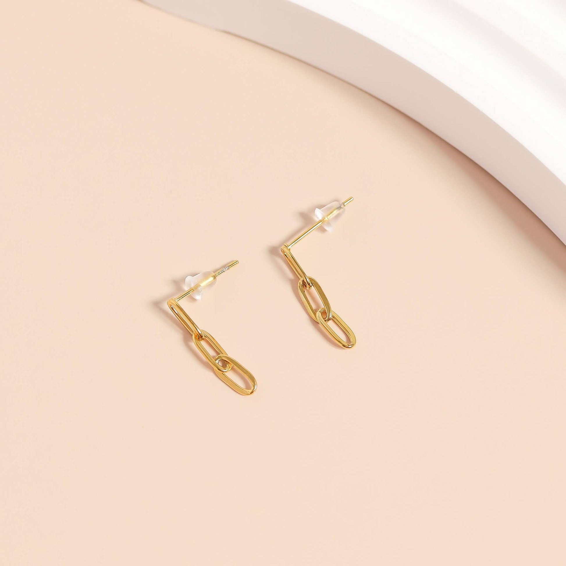 Stainless Steel Paperclip Earrings: Gold