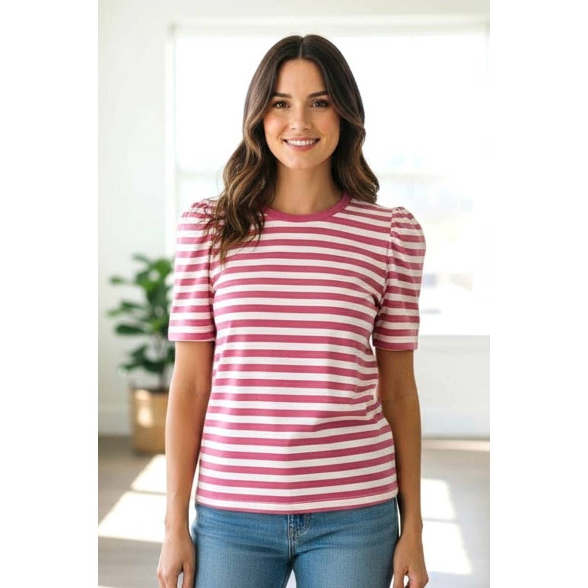 HALF SLEEVE STRIPED TOP