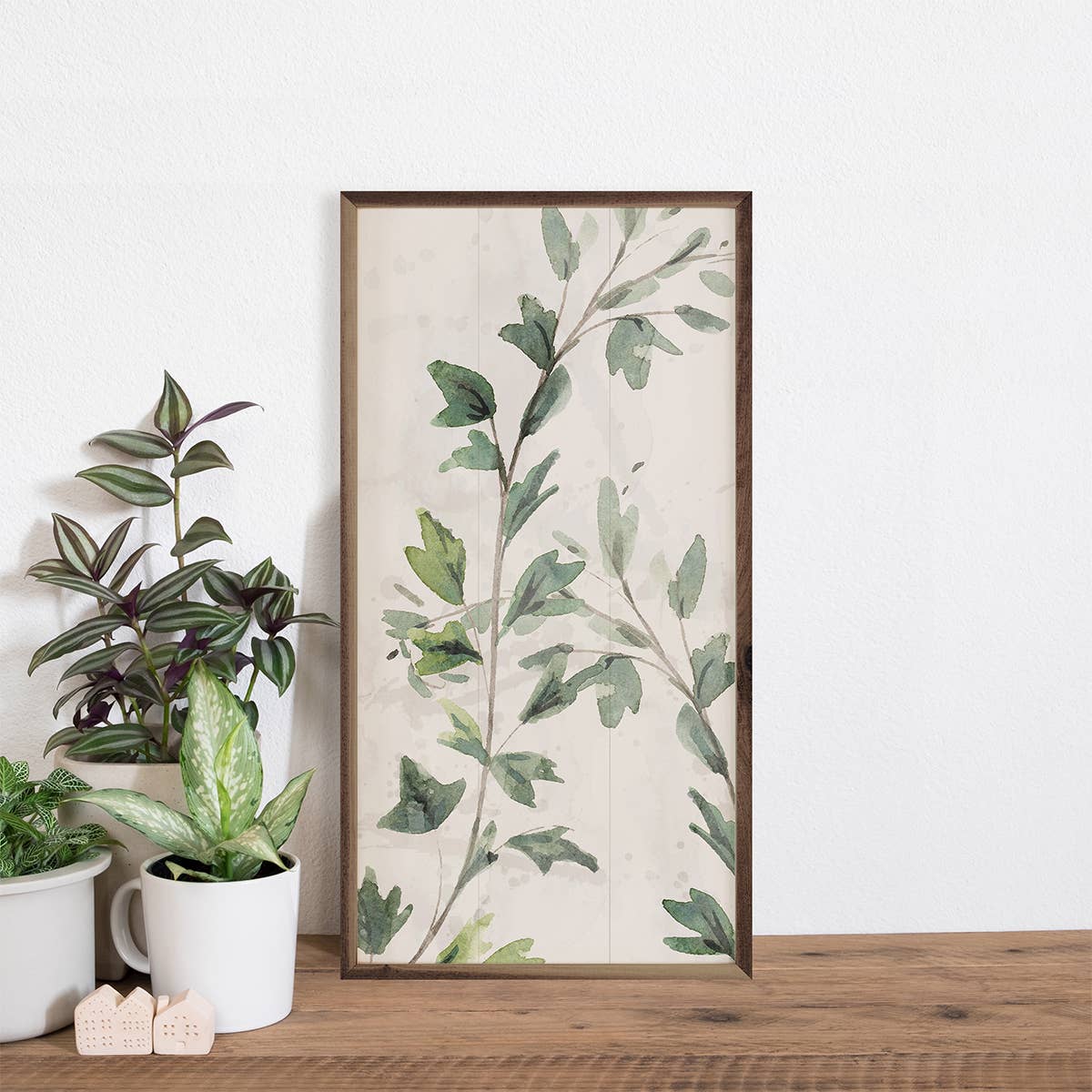 Botanical Panel 1 Two Vines Wooden Sign 8x16