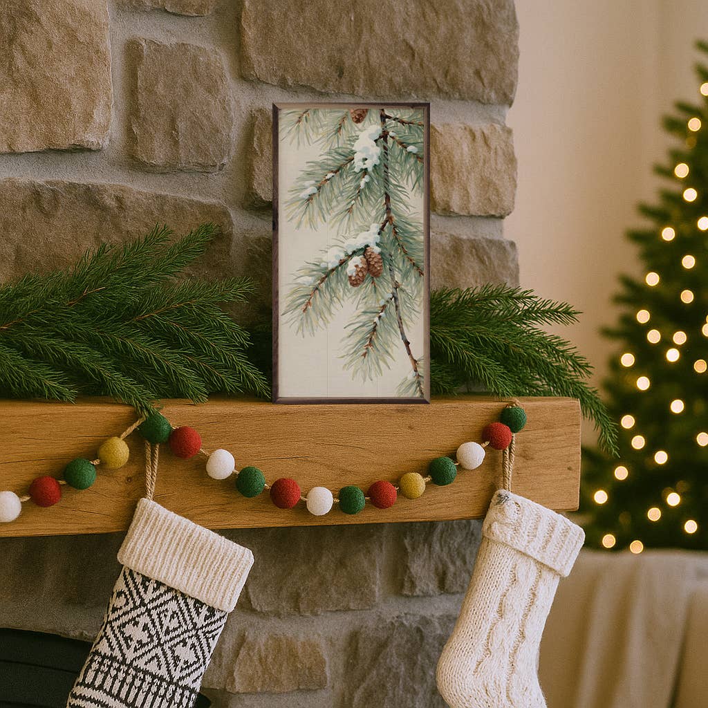 Pine Branch With Snow Vertical 8x16