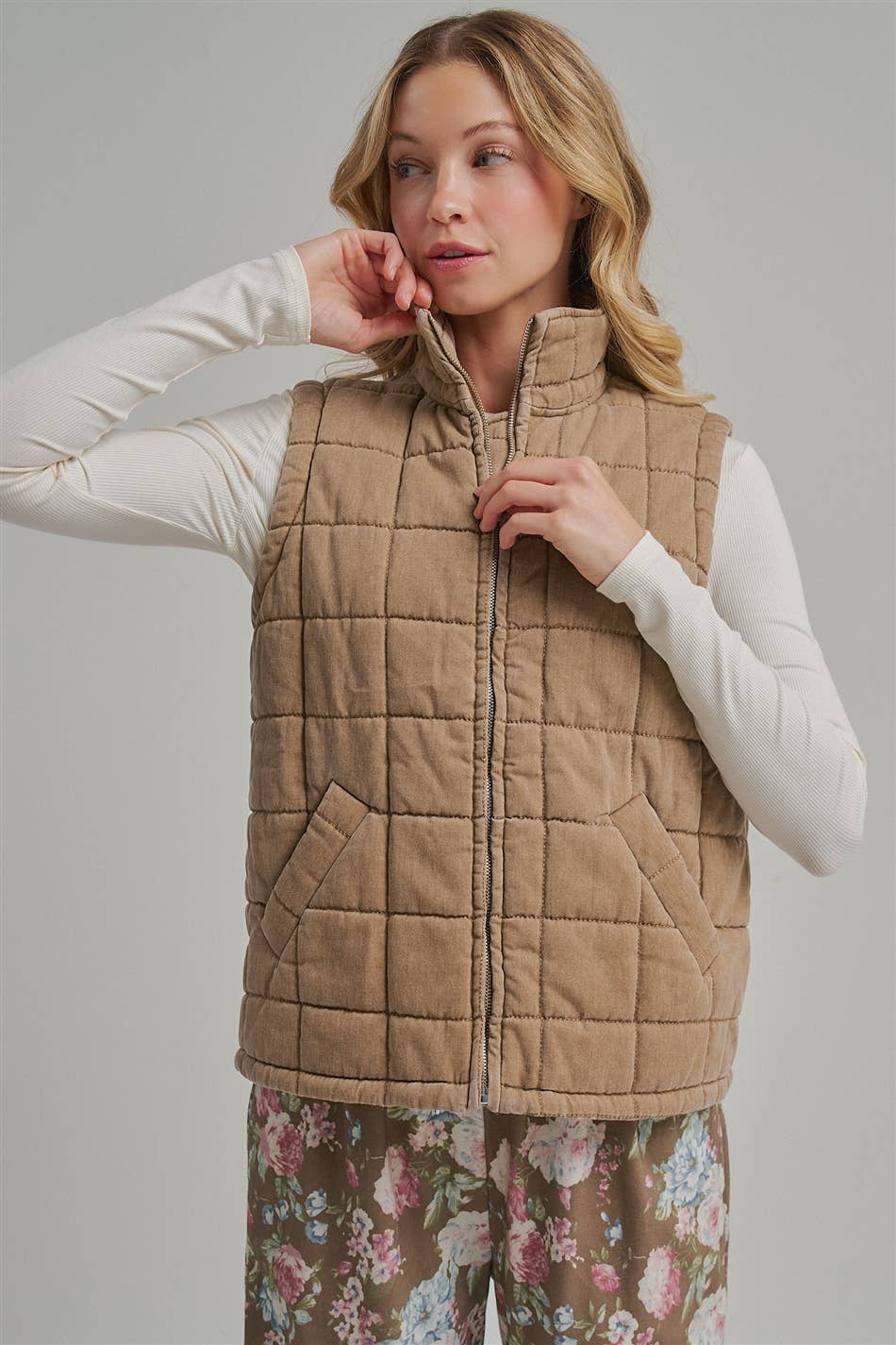 VINTAGE WASHED QUILTED PUFFER VEST