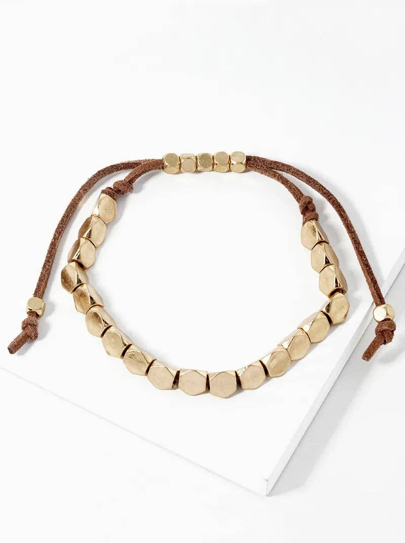 Alloy Metal Pull Tie Suede Adjustable Up To 8 Inch Bracelet