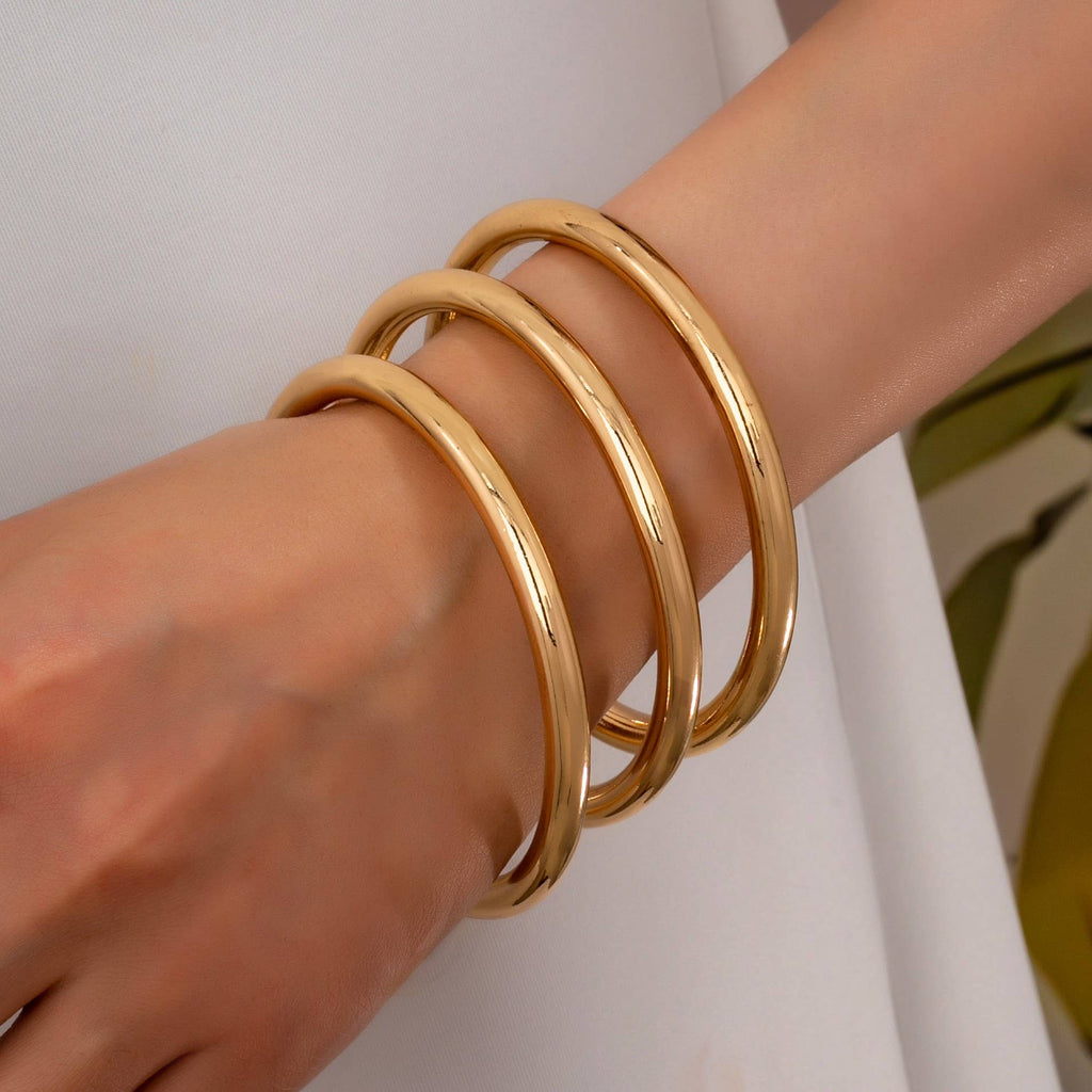Chunky Triple Tube Bangle Set