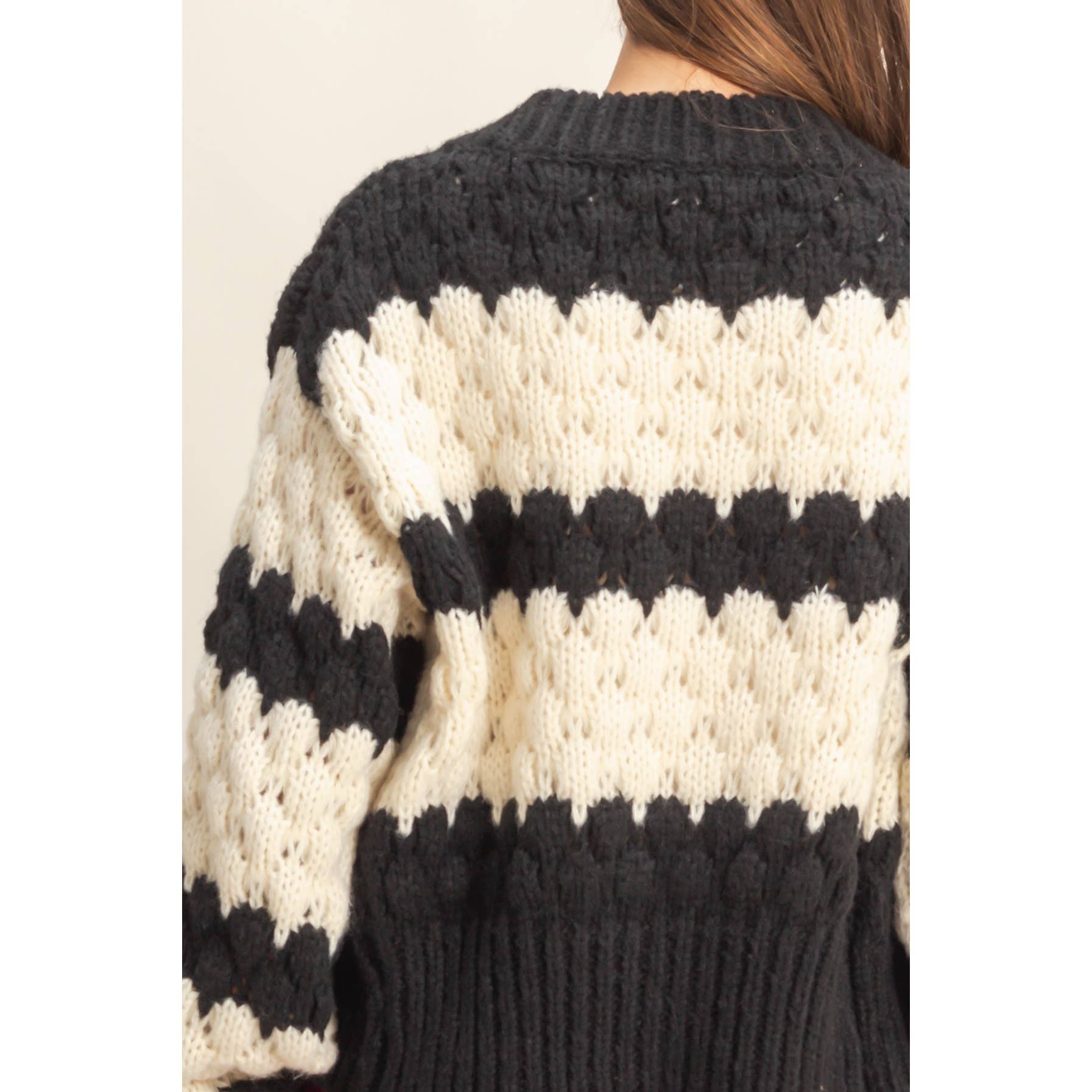 Oversized Scallop Pattern Knit Cardigan
