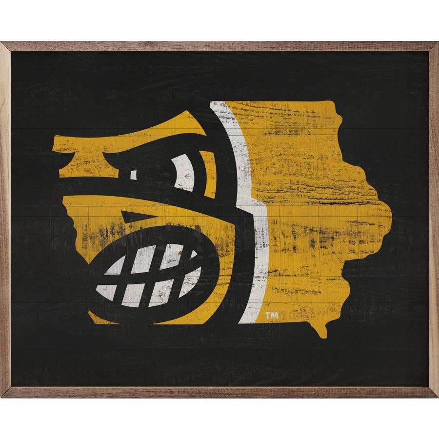 University of Iowa Herky Logo Wooden Sign 10 x 8