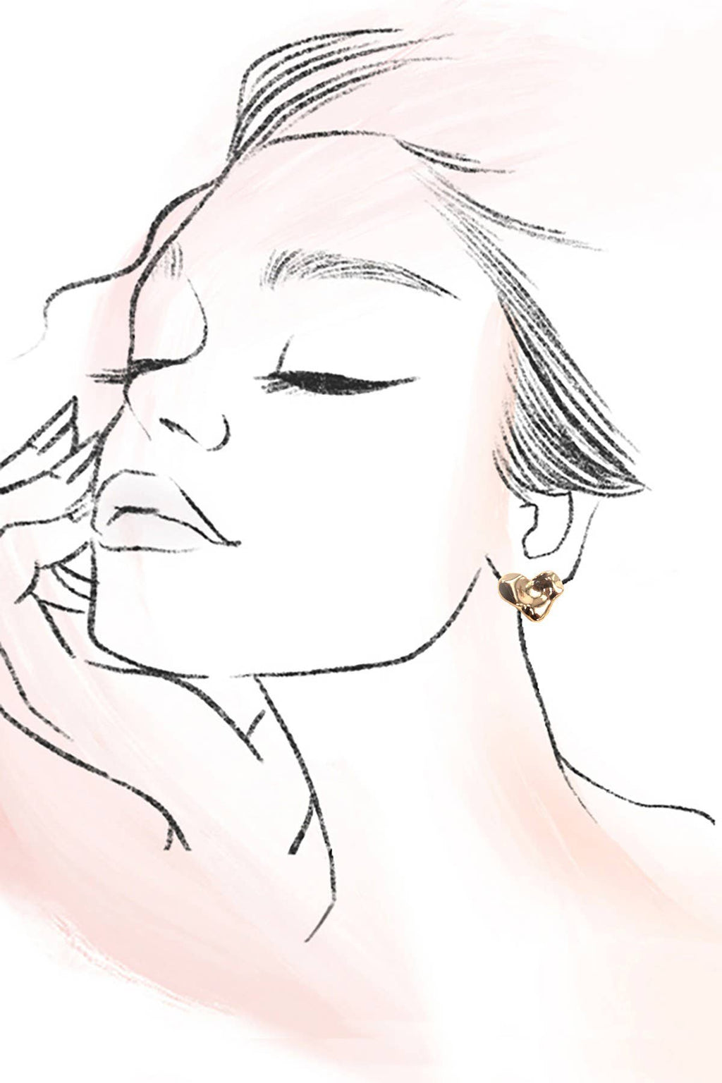GOLD HEART POST EARRINGS