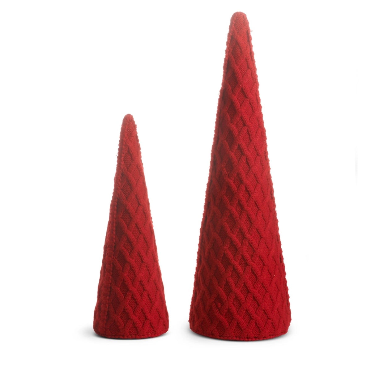 Red Cable Knit Cone Trees