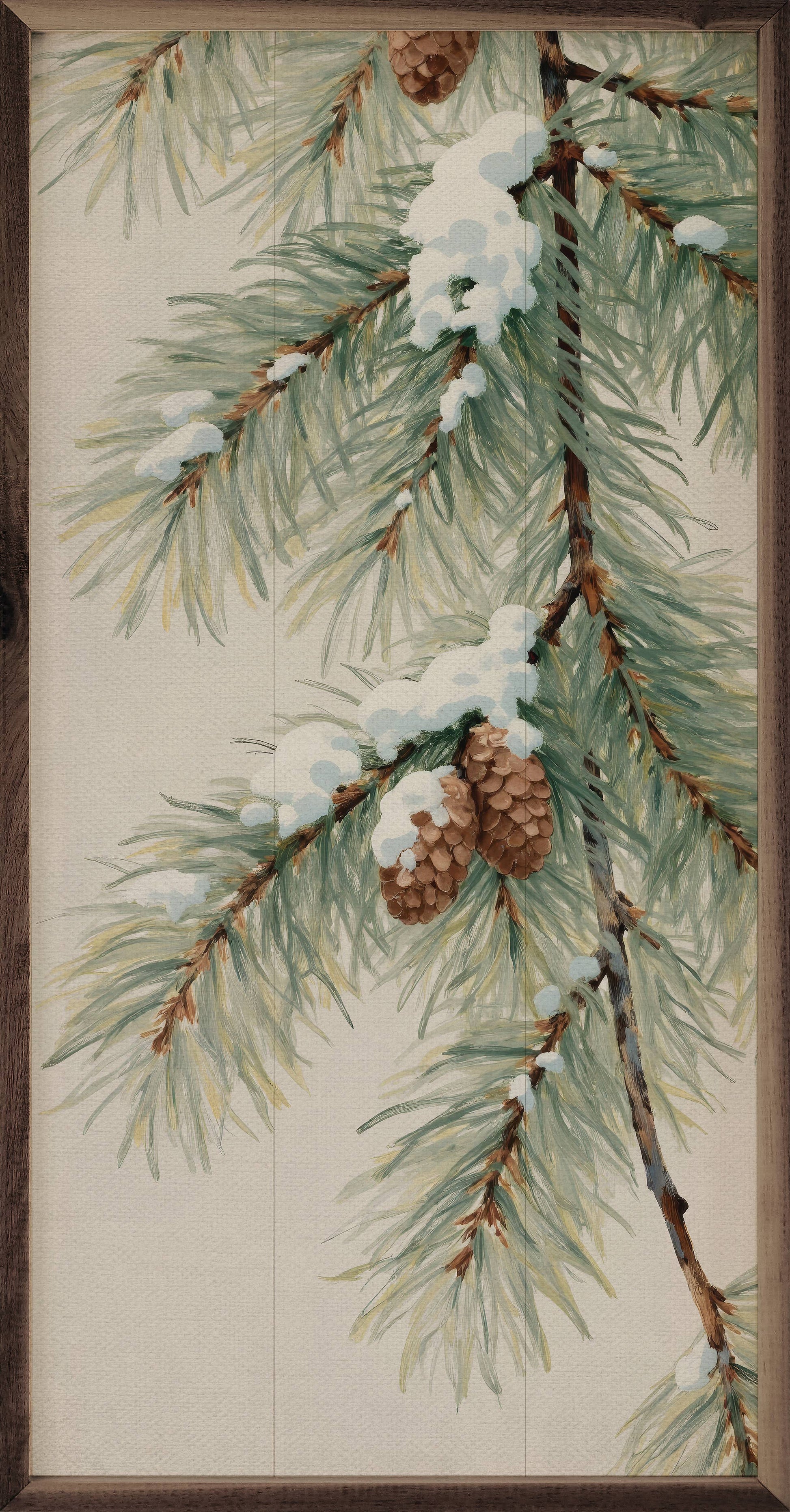 Pine Branch With Snow Vertical 8x16