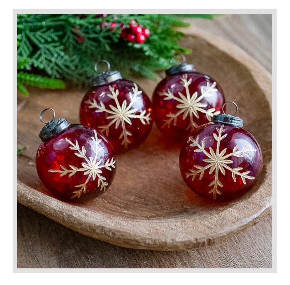 2.7" Red Snowflake Ornament