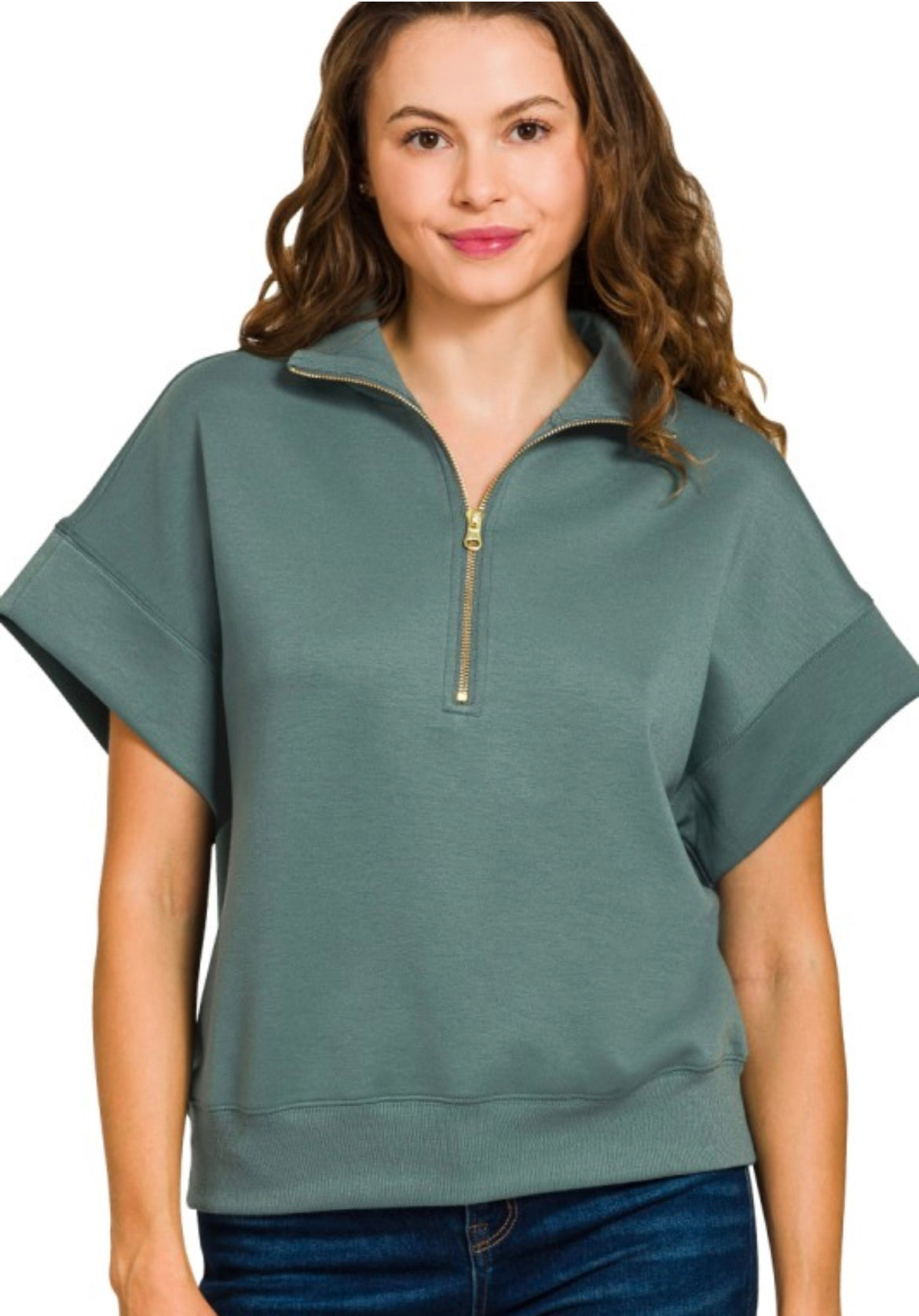 Scuba High Neck Half Zip Short Sleeve Pullover