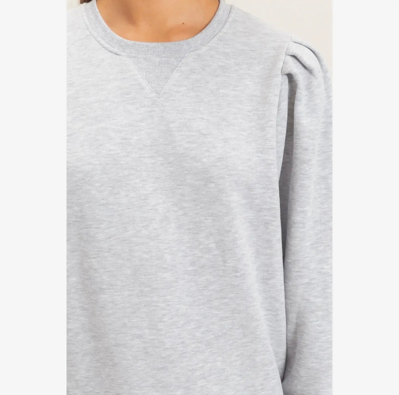Puff Sleeve Crewneck Sweatshirt