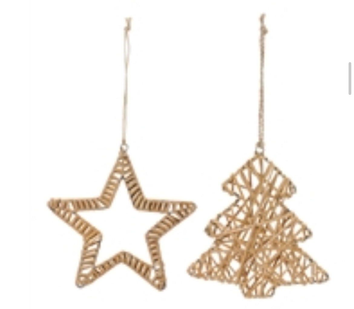 6" Rattan Tree Ornament