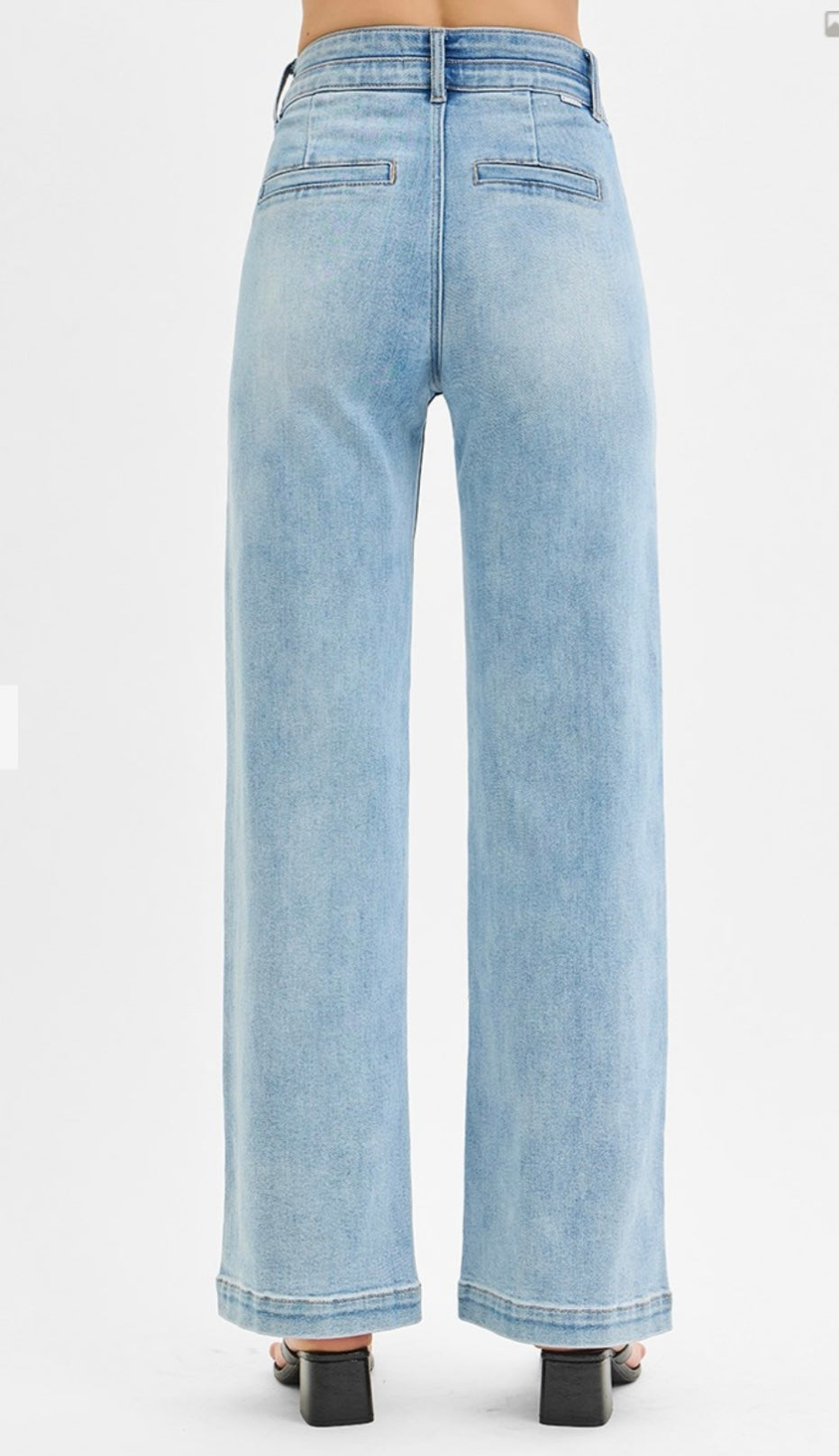 Risen Tummy Control High Rise Double Button Light Wash Jean