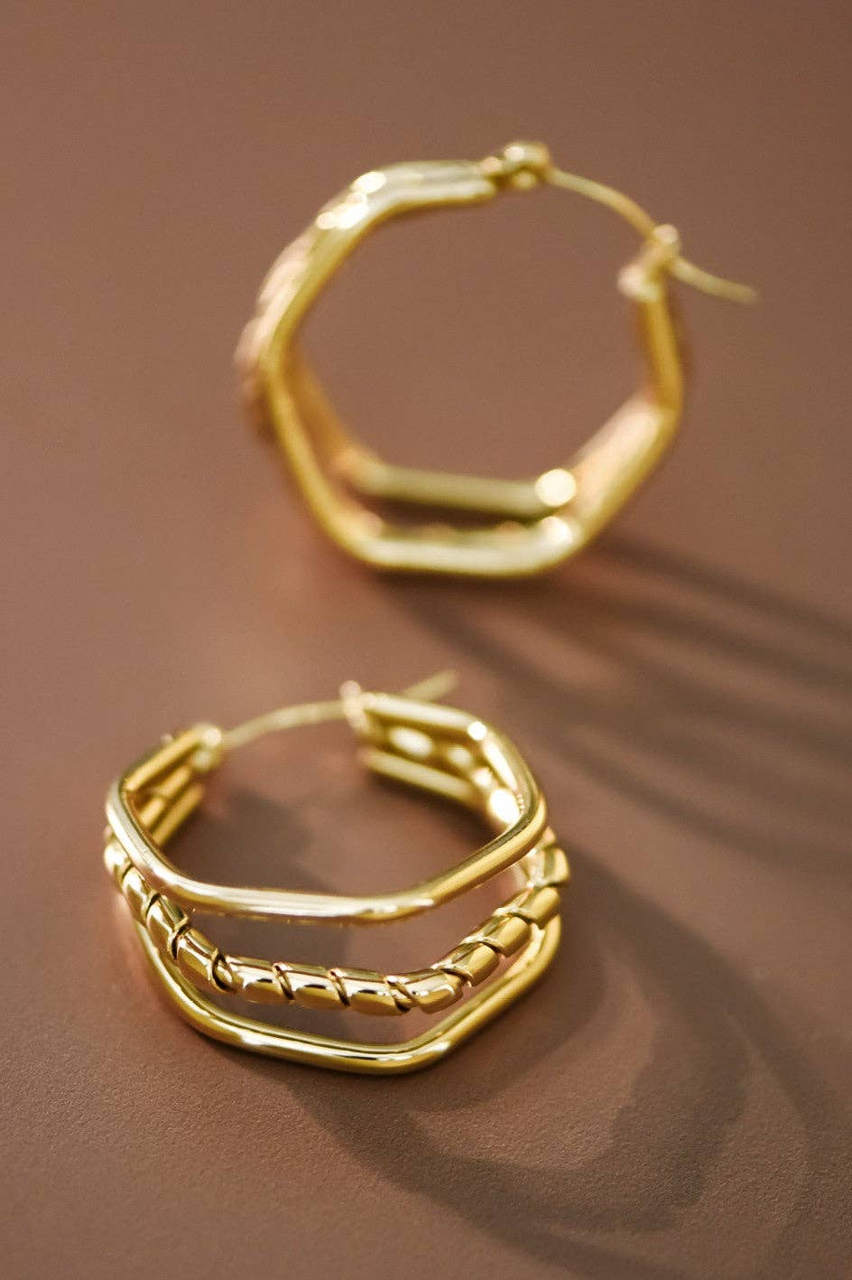 18K Gold Plated Waterproof Stainless Steel Hoop Earrings