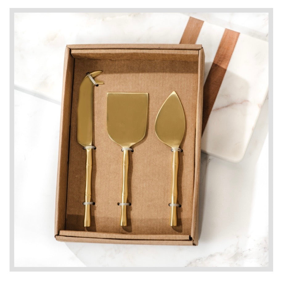3 PC Gold Stick Cheese Knife Set