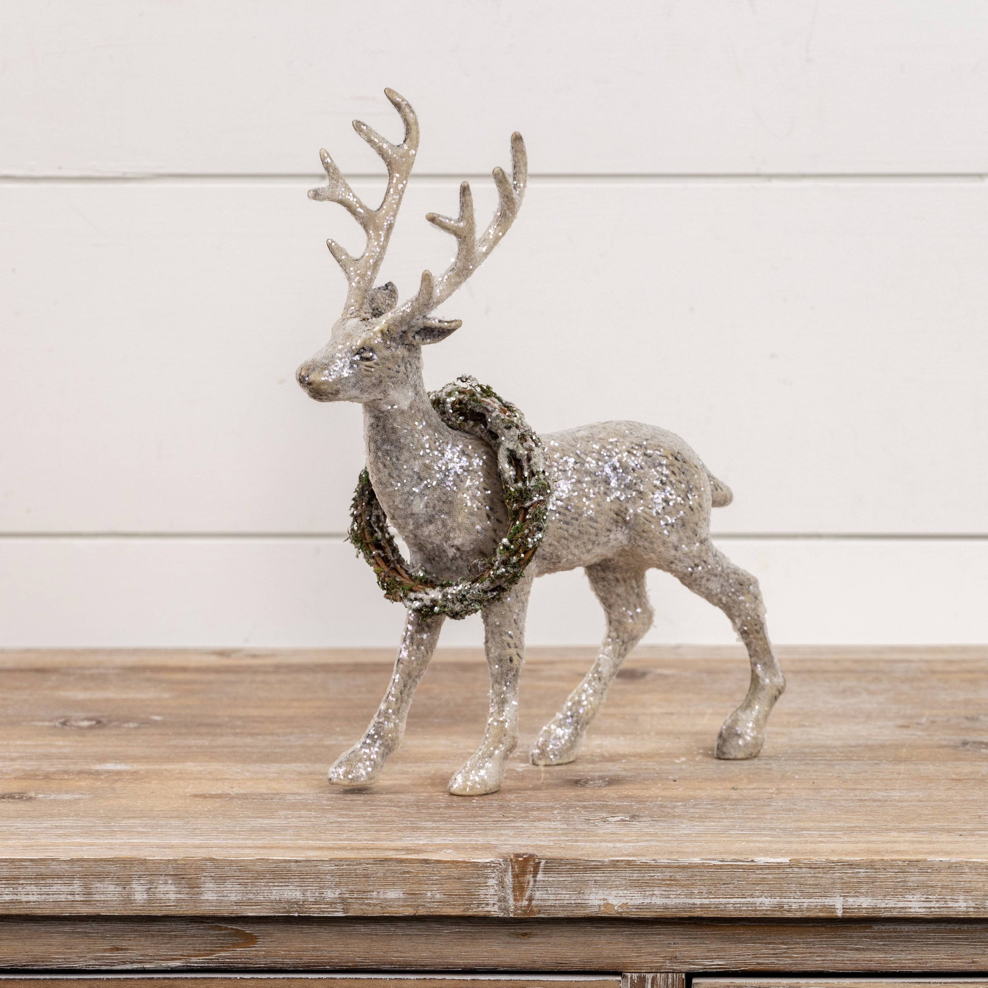 13" STANDING DEER WITH WREATH
