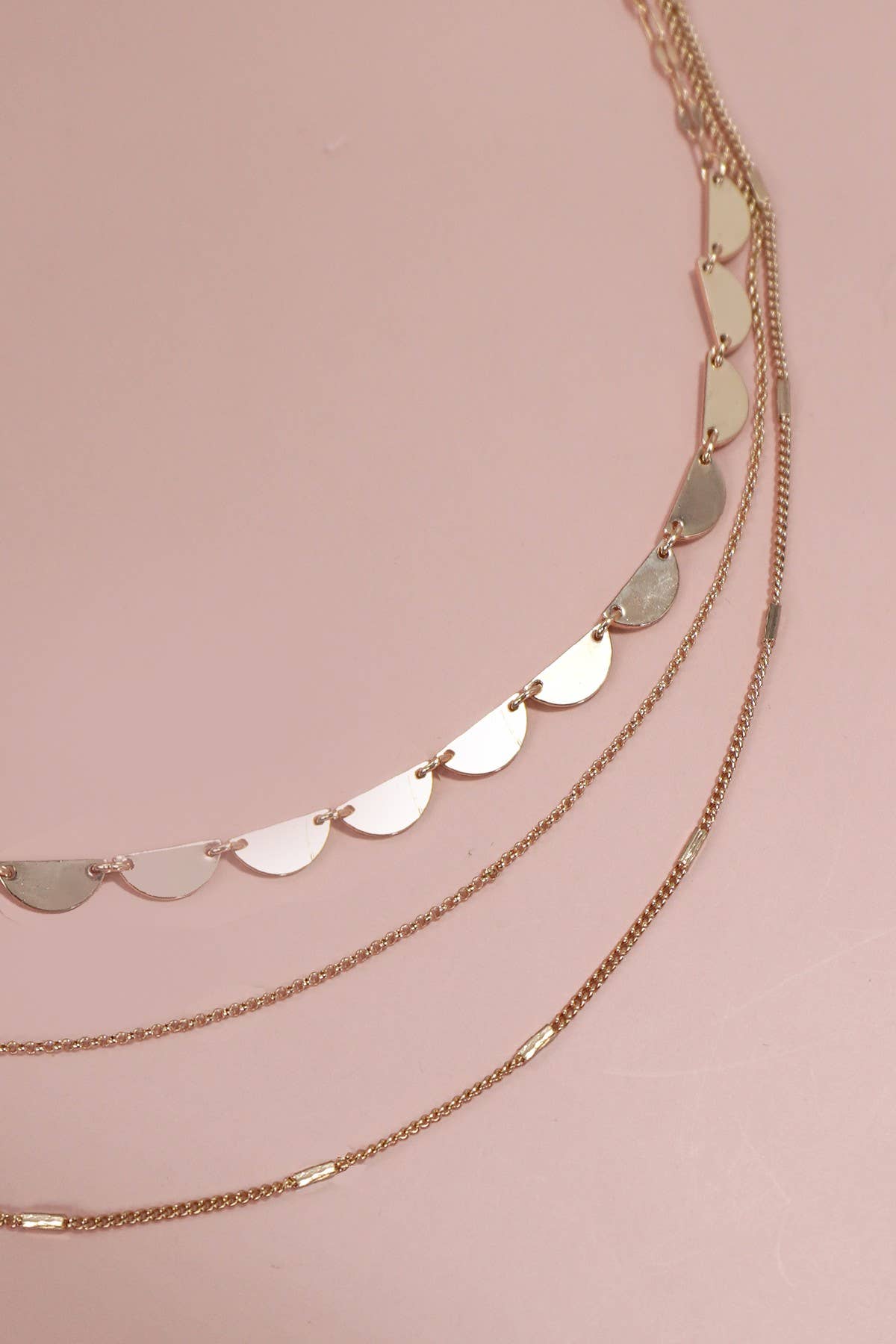 TRIPLE LAYER BIB CHAIN GOLD NECKLACE