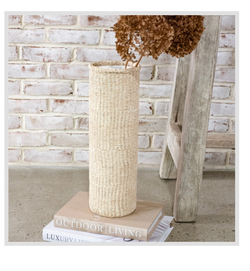 NATURAL WEAVE CEMENT VASE