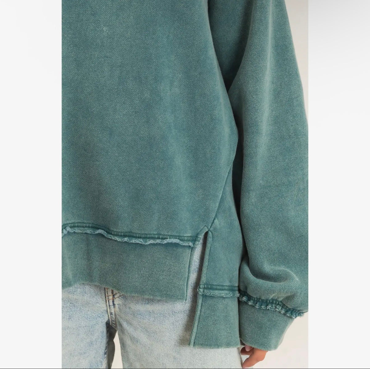 Acid Wash Raw Edge Sweatshirt