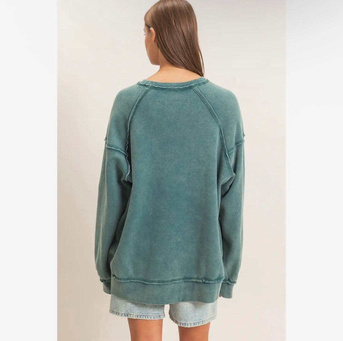 Acid Wash Raw Edge Sweatshirt
