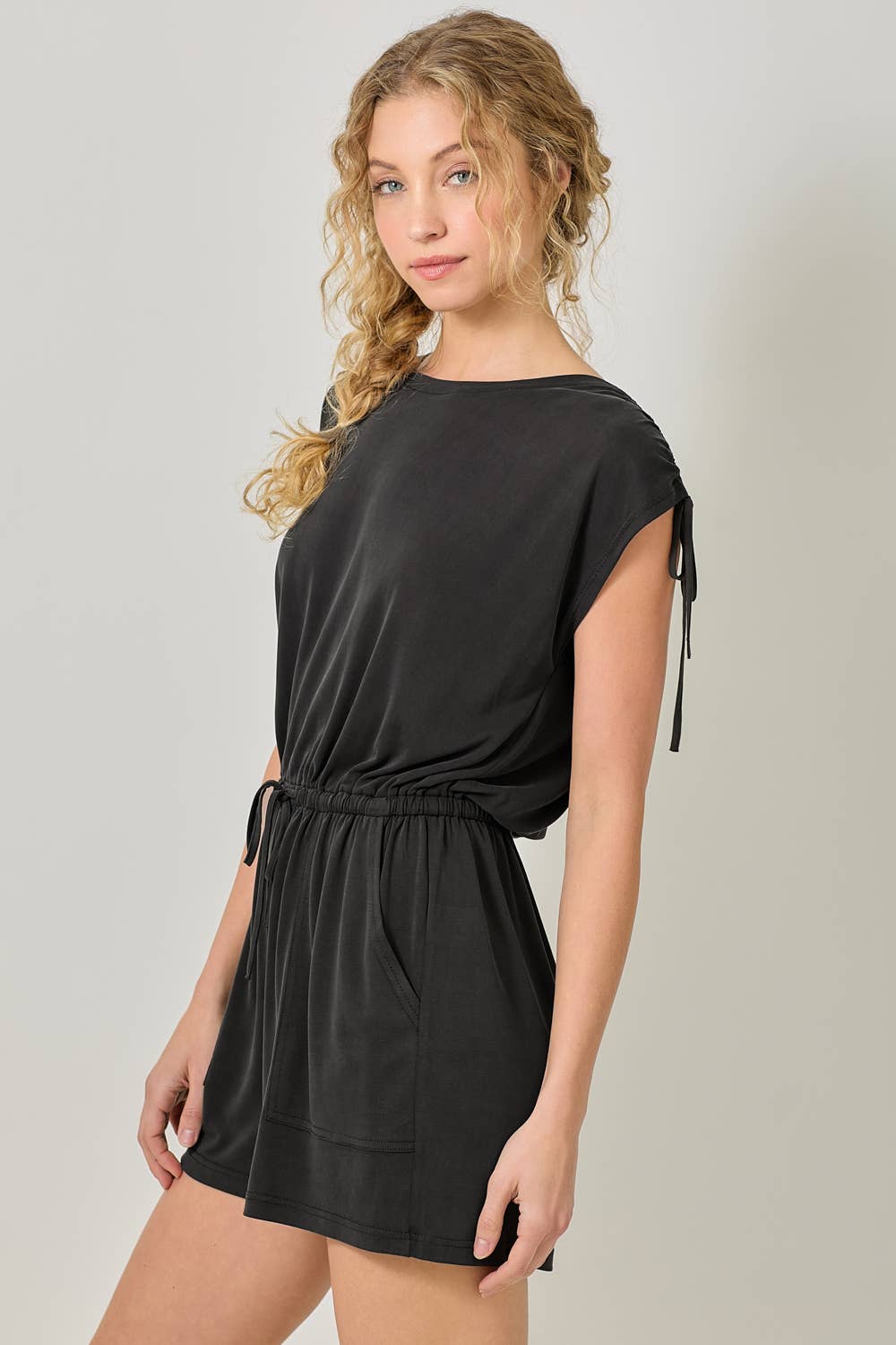 Cinched Shoulder Tie Romper