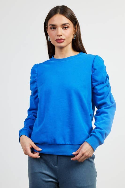 Ruched Sleeve Knit Top
