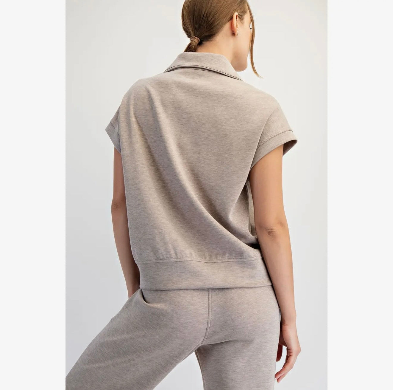 Modal Scuba Quarter zip Short Sleeve Top