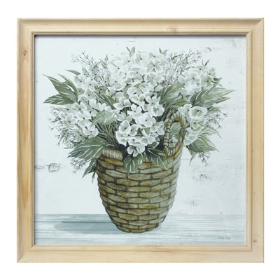 17" Framed Floral Print Wood/Glass