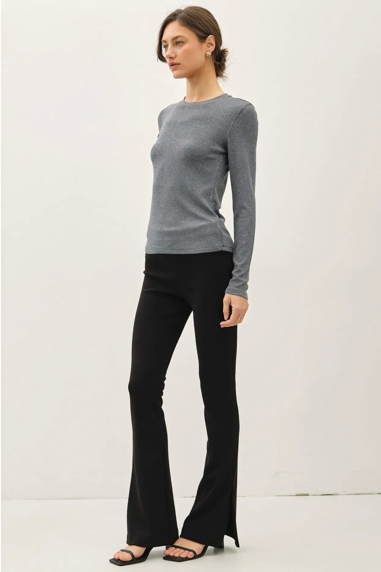 Classic Ribbed Crewneck Long Sleeve Tee