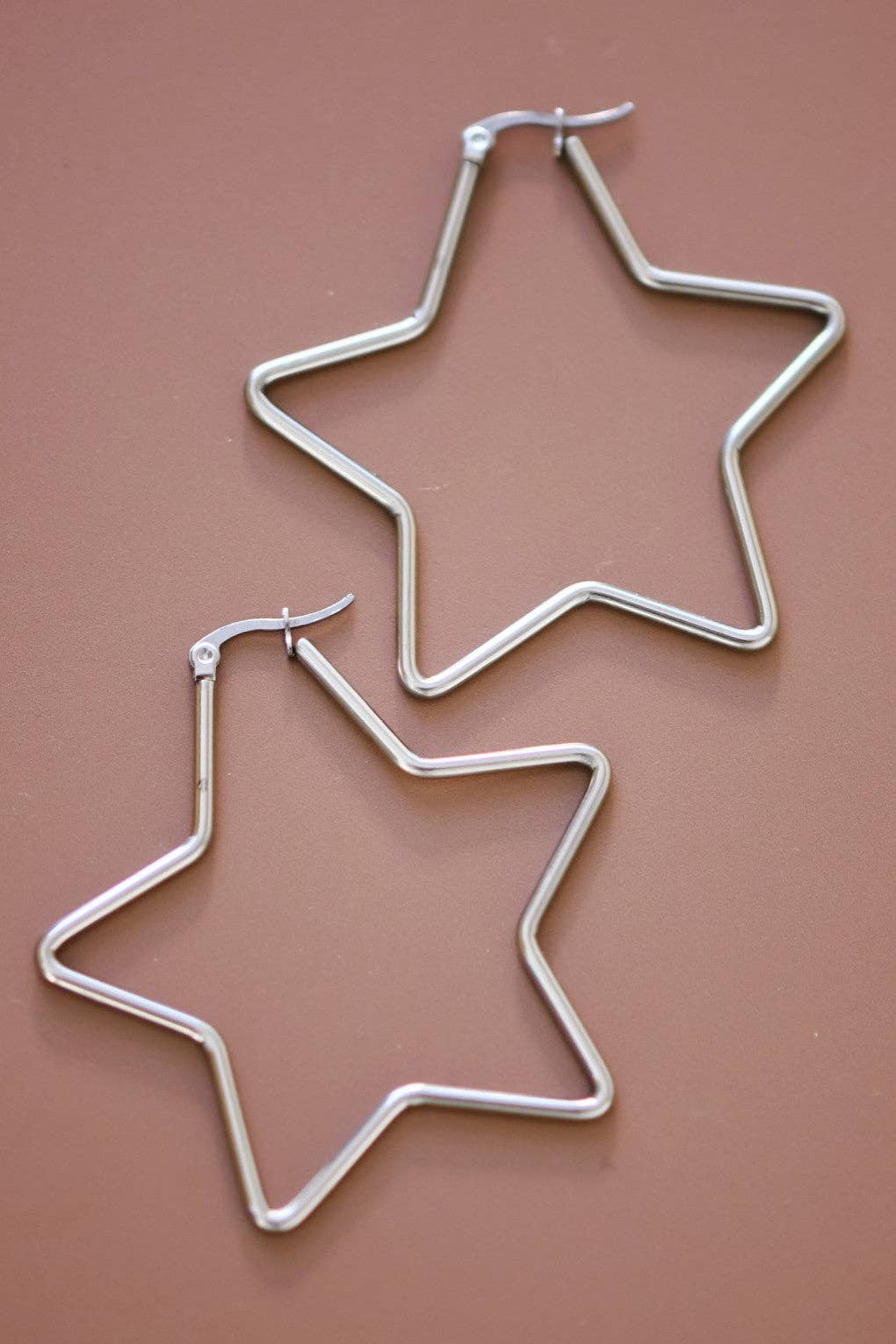 Tarnish-Resistant Waterproof Stainless Steel Star Hoop Earrings