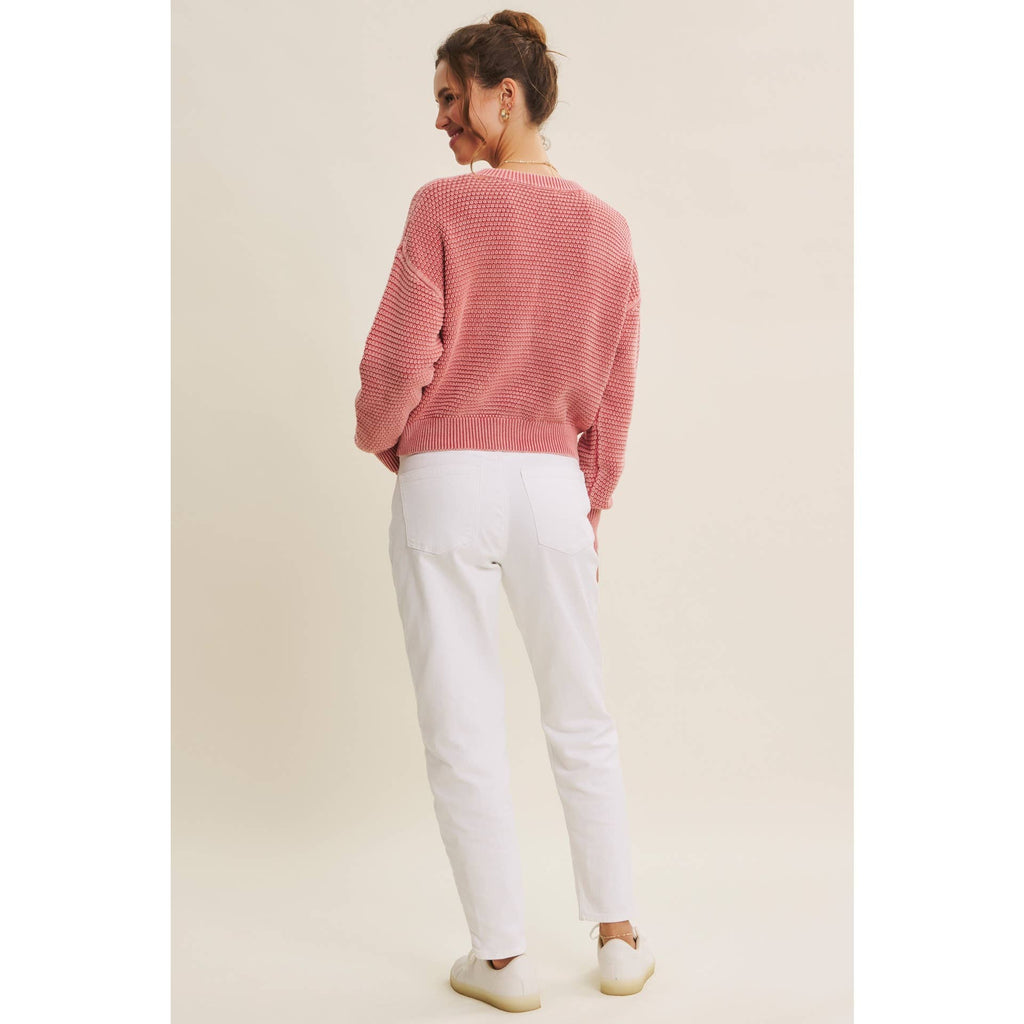 MINERAL-WASHED CABLE KNIT CARDIGAN